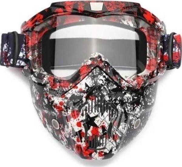 Tex 710 Jet Maske Bisiklet Motosiklet Kayak Çok Amaçlı Maske Şeffaf Camlı Gözlük Kırmızı - Image 1