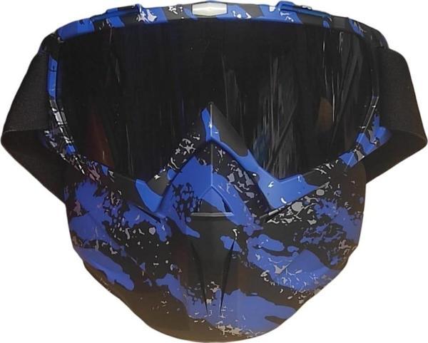 Tex 710 Jet Maske Bisiklet Motosiklet Kayak Çok Amaçlı Maske Siyah Camlı Gözlük Mavi - Image 1