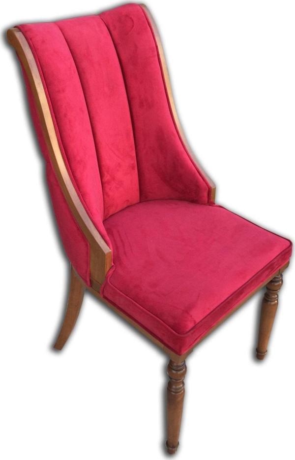Sandalye 13688 SAFİR Papel Kapitone Kayın RETRO Model Ort Babyfac kırmızı kumaş - Image 1