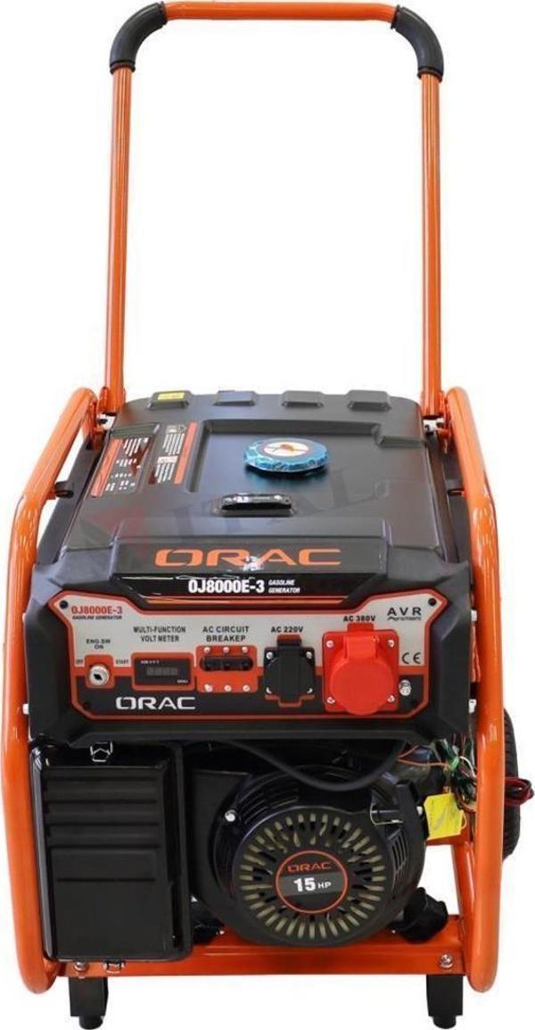 Orac OJ8000-3 Trifaze Benzinli Jeneratör 6.5 KW Marşlı 15 HP - Image 1