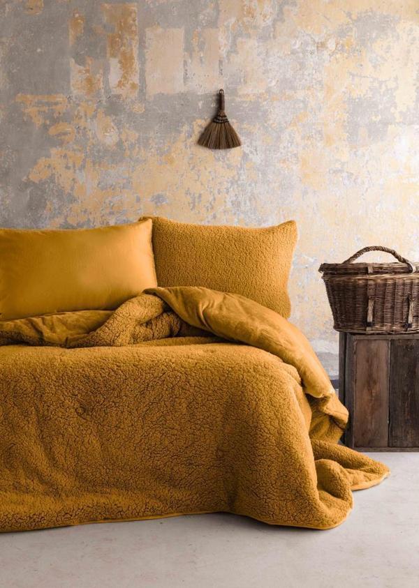 Apricitas Basic Softly Çift Kişilik Yorgan Uyku Seti Safran - Image 1