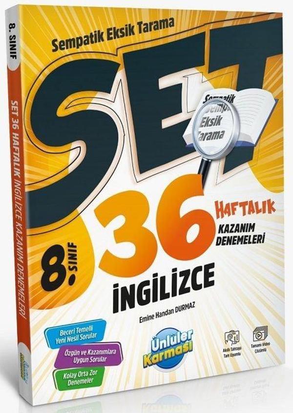 Ünlüler 8. Sınıf İngilizce SET 36 Haftalık Kazanım Denemeleri Ünlüler Yayınları - Ünlüler Karması Yayınları - Image 1