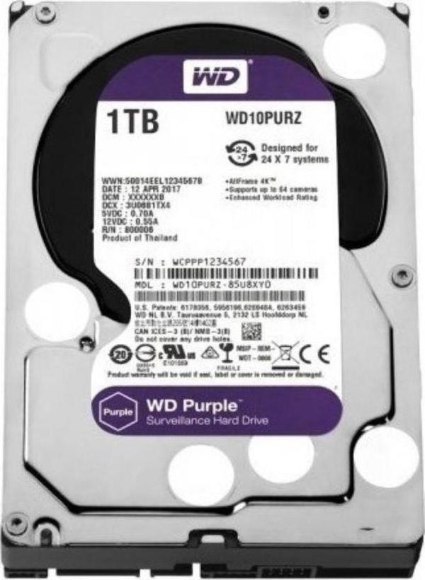 WD 1tb Wd Purple Sata 6gb/s 64MB Dv 7X24 WD10PURZ - Image 1