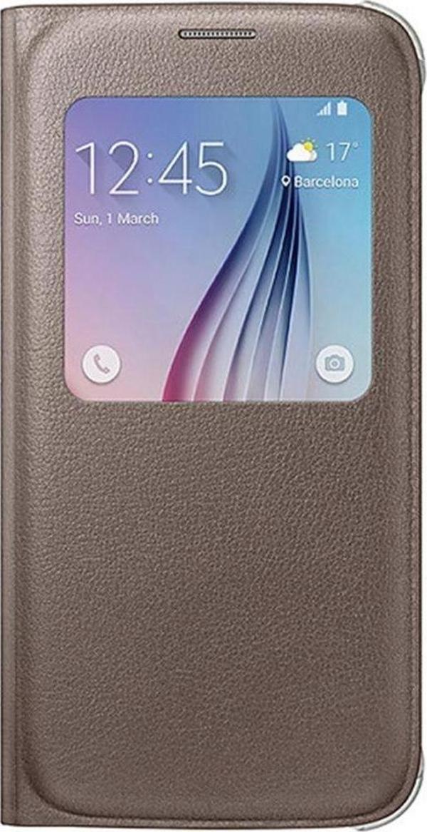 Samsung S6 S-View Cover Deri Kılıf Altın EF-CG920PFEGWW - Image 1
