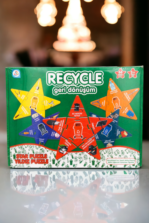 Eğitici Yıldız Puzzle Geri Dönüşüm Oyun Seti 66 Parça 3+ LC7473 - Image 1