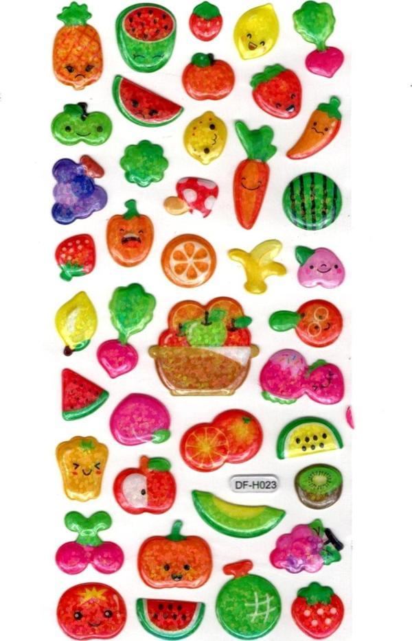 Işıltılı Sticker Kabartmalı Stiker Defter Planlayıcı Etiket (Dfh023)-18x9cm - Sebze Meyve - Image 1