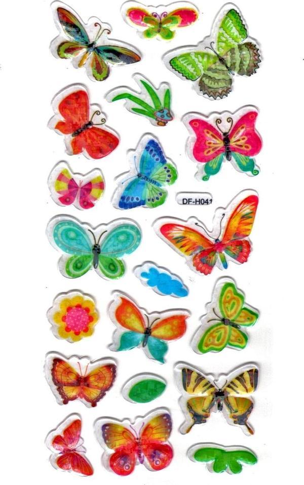 Işıltılı Sticker Kabartmalı Stiker Defter Planlayıcı Etiket (Dfh041)-18x9cm - Kelebek - Image 1