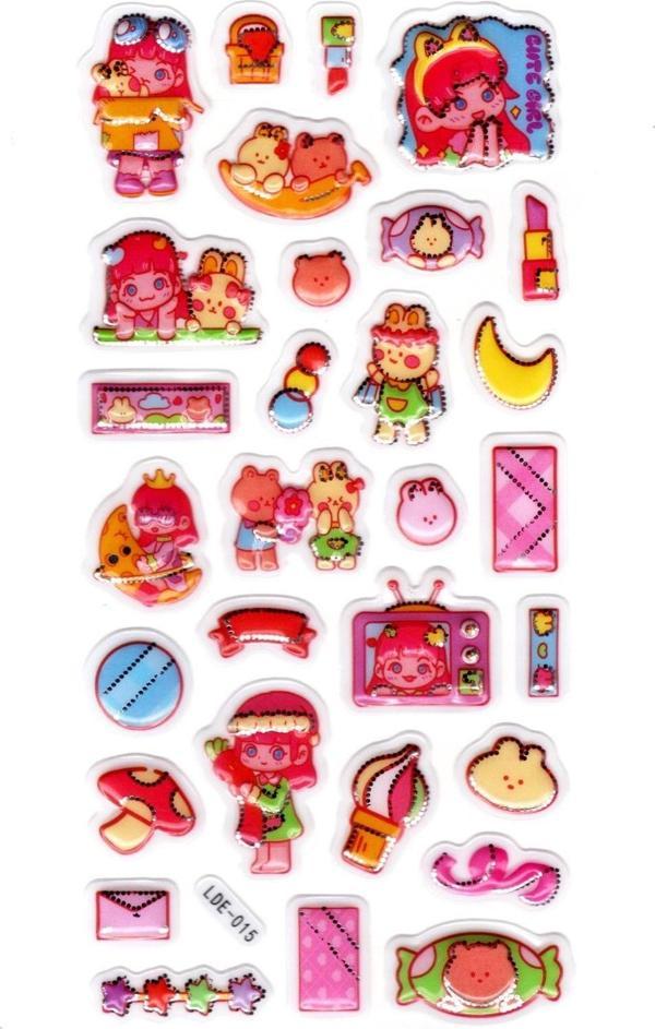 Sticker Kabartmalı Stiker Defter Planlayıcı Etiket (Lde015)-19x9cm - Tavşan ve Kız - Image 1