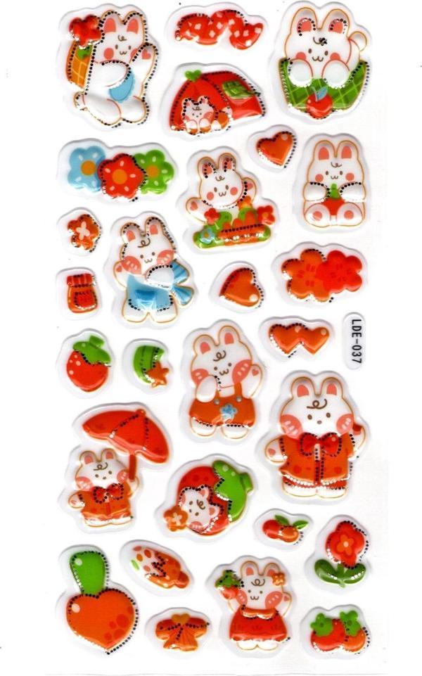 Sticker Kabartmalı Stiker Defter Planlayıcı Etiket (Lde037)-19x9cm - Kırmızı Tavşan - Image 1