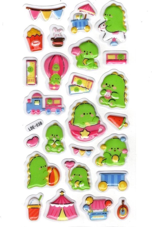 Sticker Kabartmalı Stiker Defter Planlayıcı Etiket (Lde038)-19x9cm - Dinozor Lunapark - Image 1