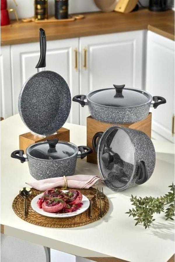 Taç Master Cook 7 Parça Granit Tencere Seti Gri - Image 1
