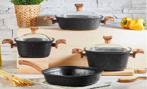 Granit Gia Kare 7 Parça Tencere Seti Siyah - Image 1