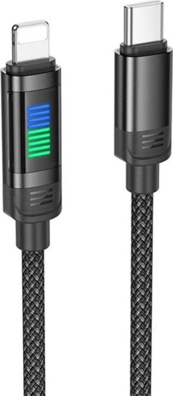 Coofbe Super Şarj Örgü Halar 27W Type-C to İphone Şarj Kablosu İphone 11 12 13 14 Pro Max Şarj Kablo - Image 1