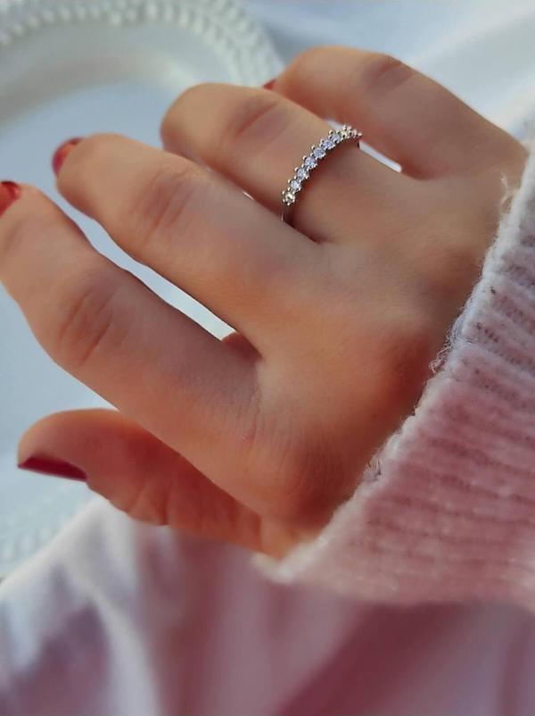 Amabel Jewelerys Taş Detaylı Modern Ayarlanabilir Yüzük - Image 1