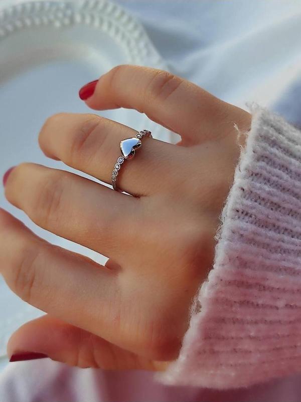 Amabel Jewelerys Taş Detaylı Modern Ayarlanabilir Yüzük - Image 1