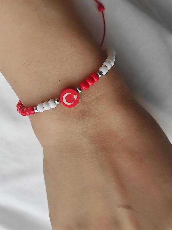 Amabel Jewelerys Türk Bayrak Figürlü Kumboncuk Bileklik (23 Nisan Özel) - Image 1