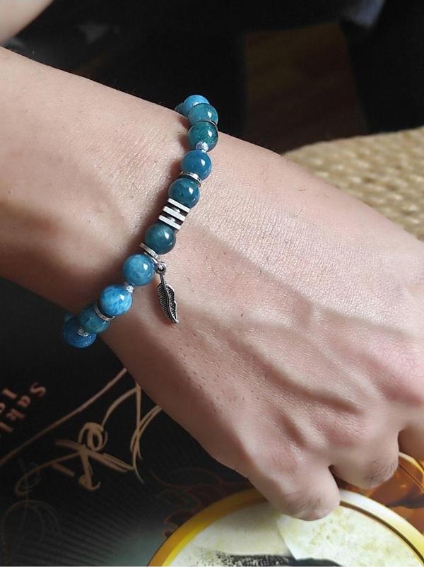Amabel Jewelerys Yaprak Detaylı, Küp Figür Doğaltaş Erkek Bileklik - Image 1