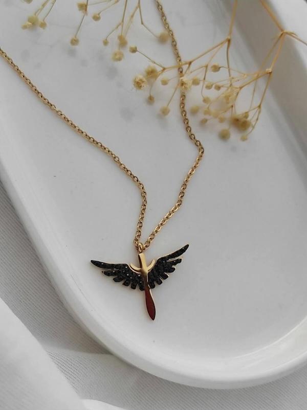 Amabel Jewelerys Zincir Kuş Figürlü Çelik Kolye (KADINLAR GÜNÜNE ÖZEL HEDİYELİ) - Image 1