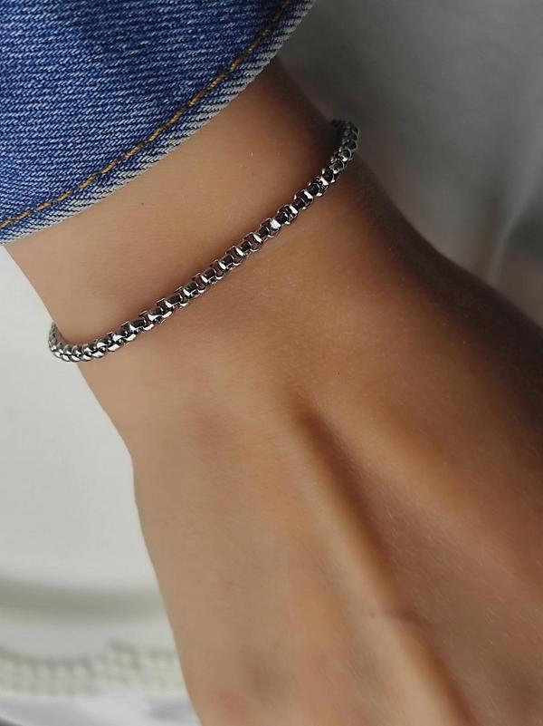 Amabel Jewelerys Zırh Model Çelik Zincir Kadın Bileklik - Image 1