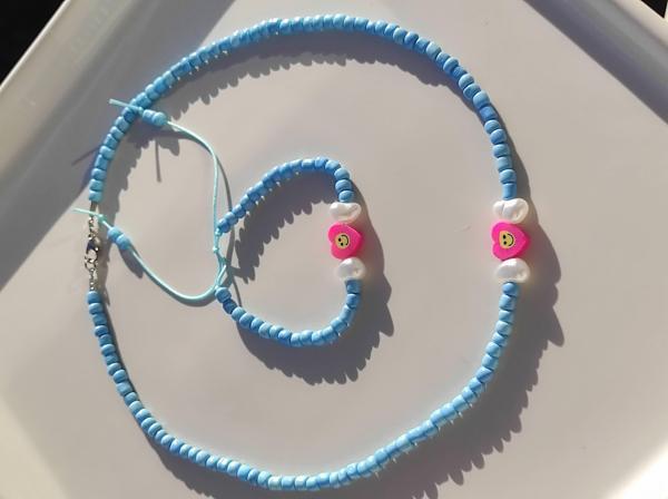 Amabel Jewelerys Kalp Fimo Kumboncuk Kolye ve Bileklik Çocuk Takım - Image 1