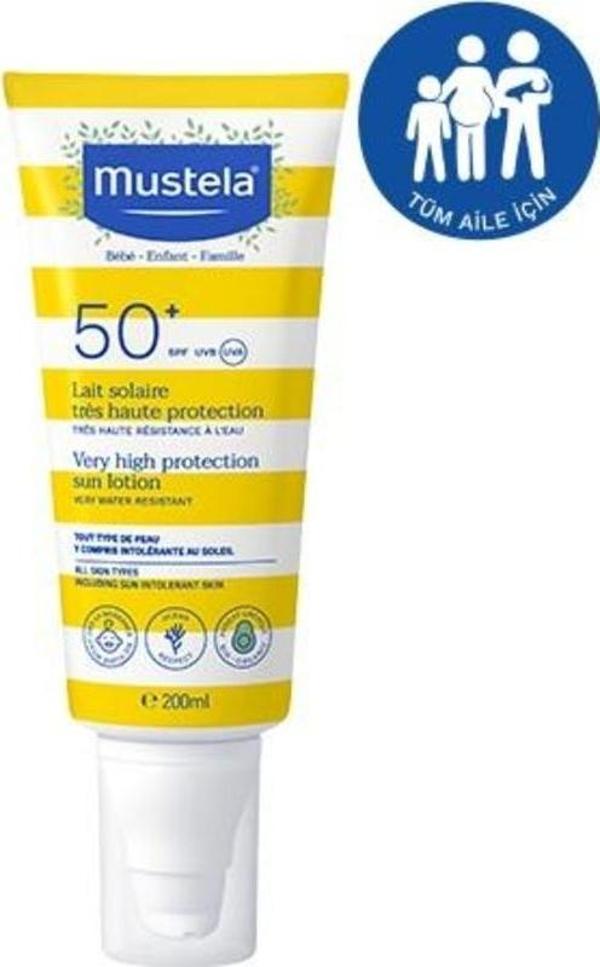 Mustela Yüksek Koruma Faktörlü Güneş Losyonu Tüm Aile İçin SPF50+ 200 ml - Image 1