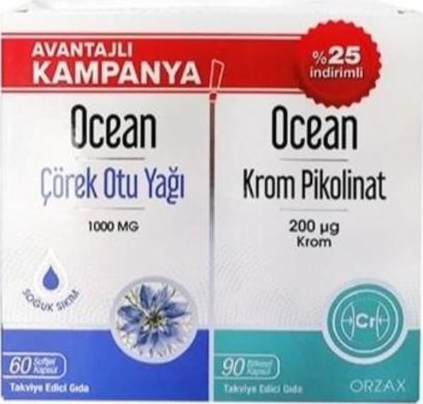 Ocean Çörek Otu Yağı 60 Kapsül + Ocean Krom Pikolinat 90 Kapsül - Image 1