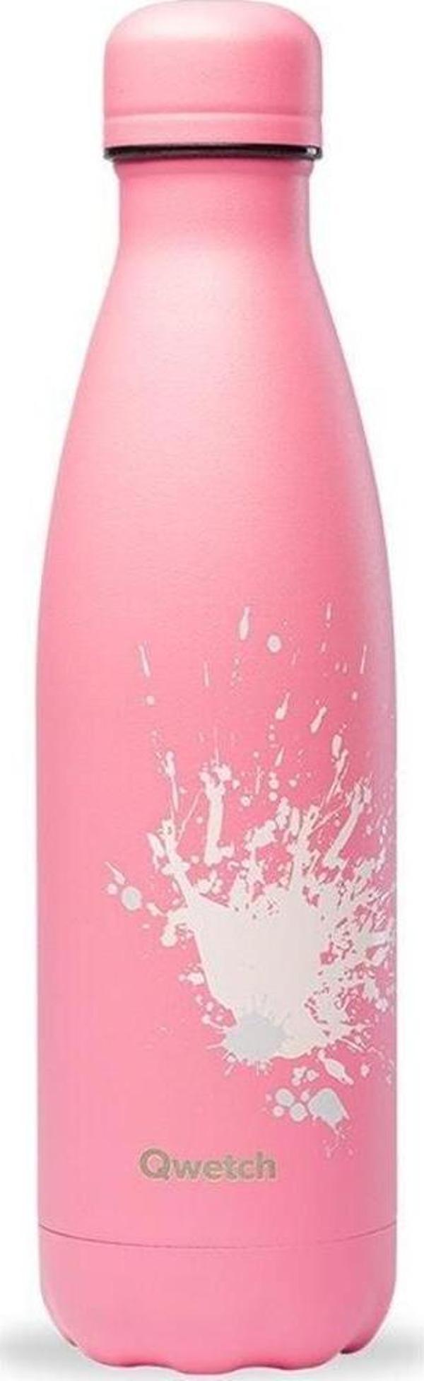 Qwetch QD3381 Sprey Desenli Isı Yalıtımlı 500ml Termos - Pembe - Image 1