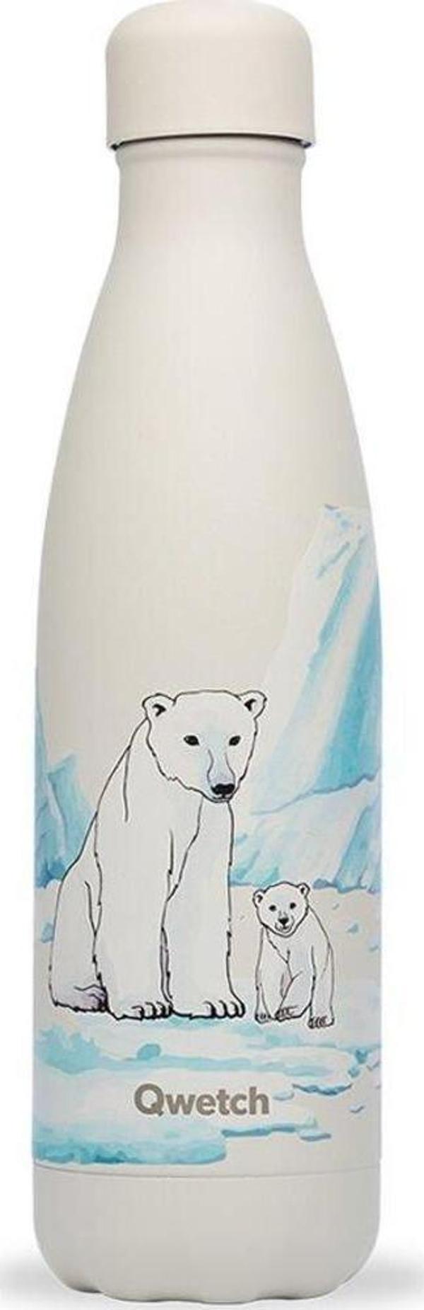 Qwetch QD3464 Kutup Ayısı Desenli Isı Yalıtımlı 500ml Termos - Fildişi - Image 1