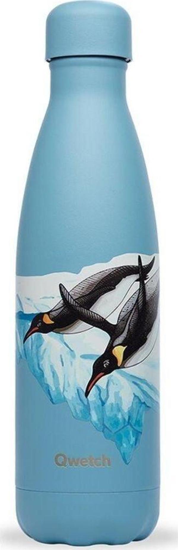 Qwetch QD3465 Penguen Desenli Isı Yalıtımlı 500ml Termos - Açık Mavi - Image 1