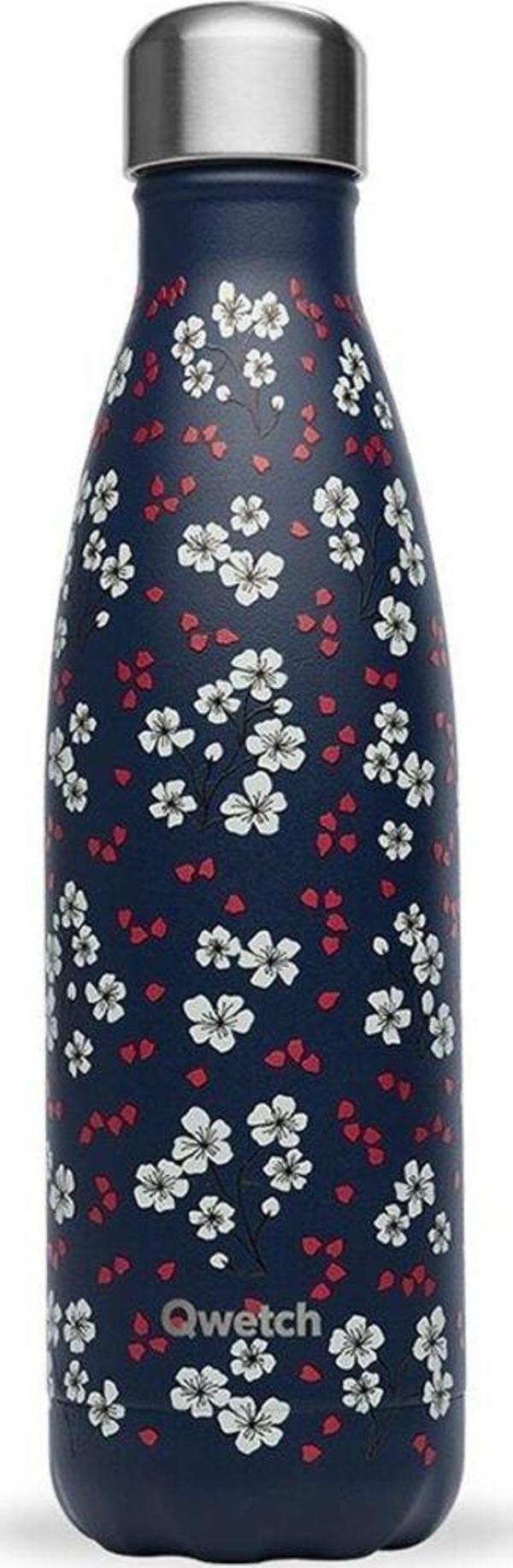 Qwetch QD3470 Çiçek Desenli Isı Yalıtımlı 500ml Termos - Lacivert - Image 1