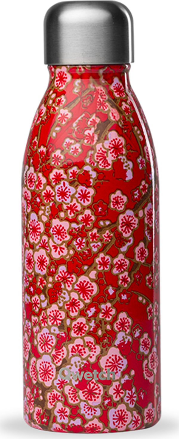 Qwetch QD7004 Kiraz Çiçeği Desenli 500ml Su Şişesi - Kırmızı - Image 1