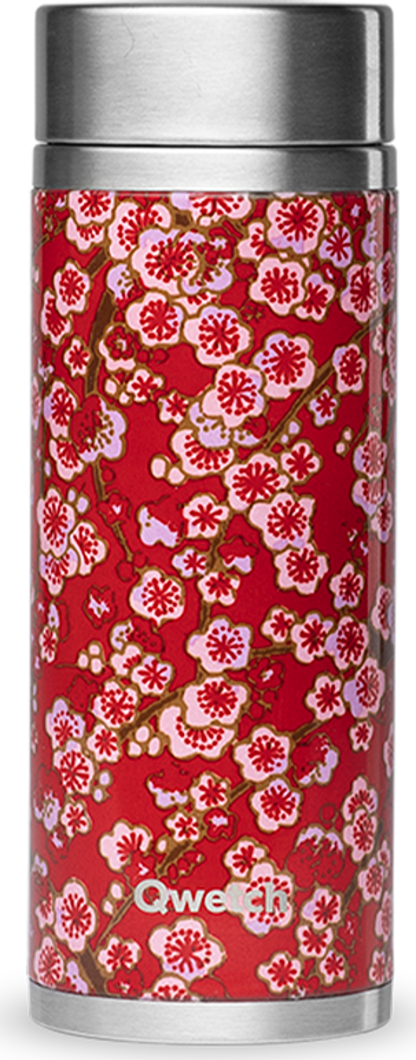 Qwetch QT5176 Çiçek Desenli Isı Yalıtımlı 400 ml Termos - Kırmızı - Image 1