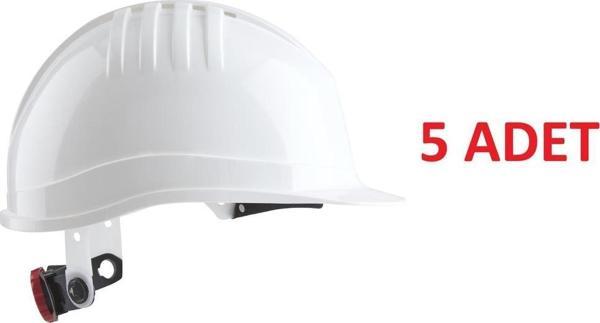 5 Adet Bbu Safety Sc 3000r - 3001 Hdpe Beyaz Renk Vida Çark Ayarlı Plastik İçlikli İş Güvenliği Bareti  - Image 1
