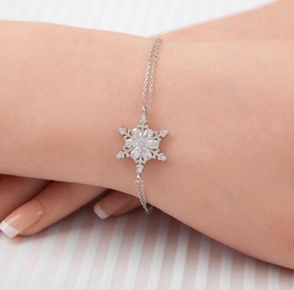 ​925 Ayar Gümüş Kar Çiçeği Kadın Bileklik - Image 1