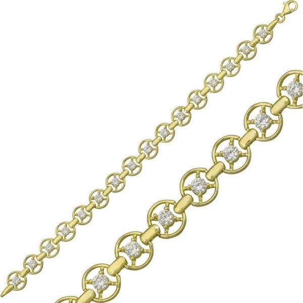 925 Ayar Gümüş Gold Yuvarlak Su Yolu Bileklik - Image 1