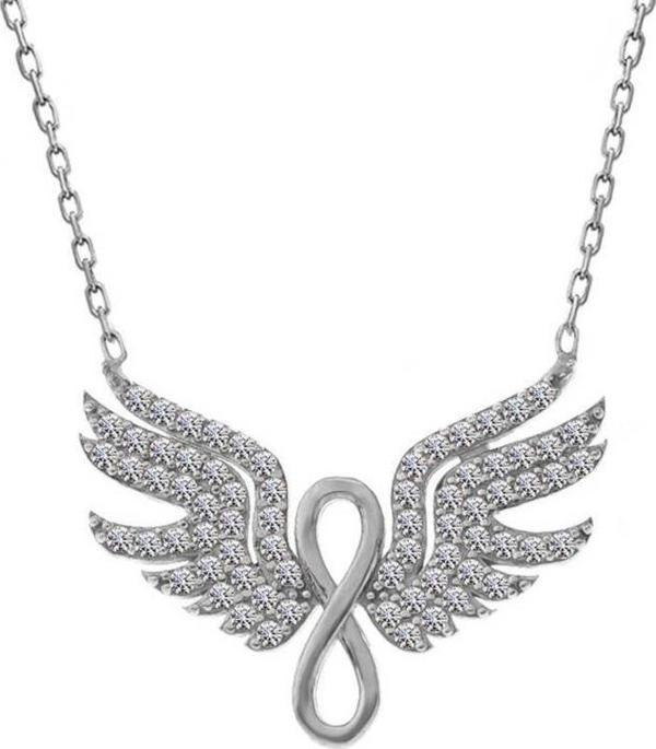 925 Ayar Gümüş Melek Kanadı Sonsuzluk Kadın Kolye - Image 1
