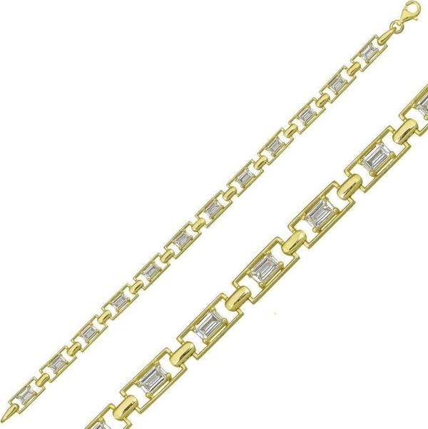 925 Ayar Gümüş Gold Baget Su Yolu Bileklik - Image 1