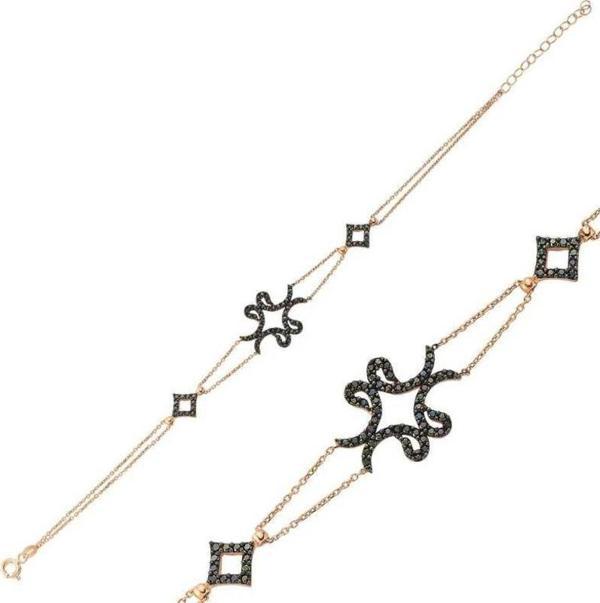 925 Ayar Gümüş Rose Dört Vavlı Bileklik - Image 1