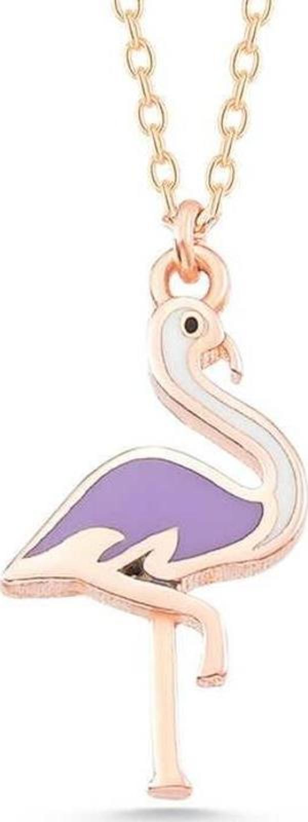 925 Ayar Gümüş Rose Flamingo Kadın Kolye - Image 1