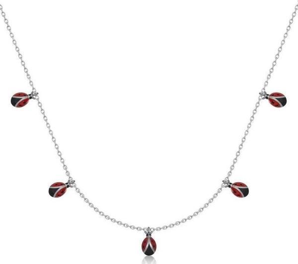 925 Ayar Gümüş Uğur Böceği Şans Kadın Kolye - Image 1