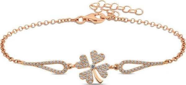 925 Ayar Gümüş Rose Yonca Bileklik - Image 1