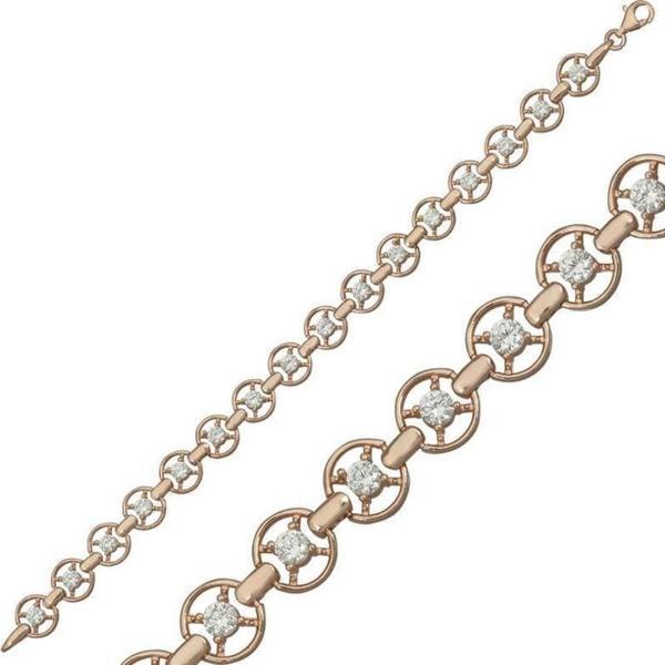 925 Ayar Gümüş Rose Yuvarlak Su Yolu Bileklik - Image 1