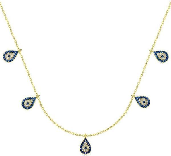 Gümüş Gold Nazarlı Şans Kadın Kolye - Image 1