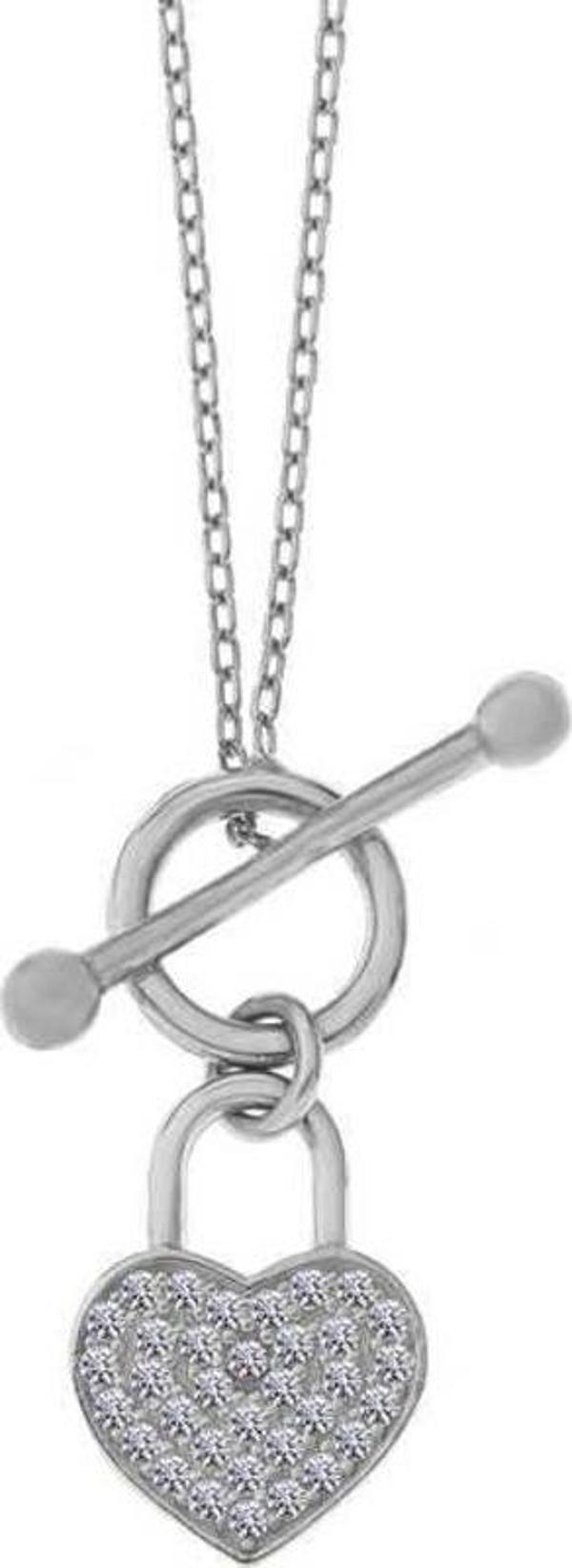 925 Ayar Gümüş Sallantılı Kalp Kadın Kolye - Image 1