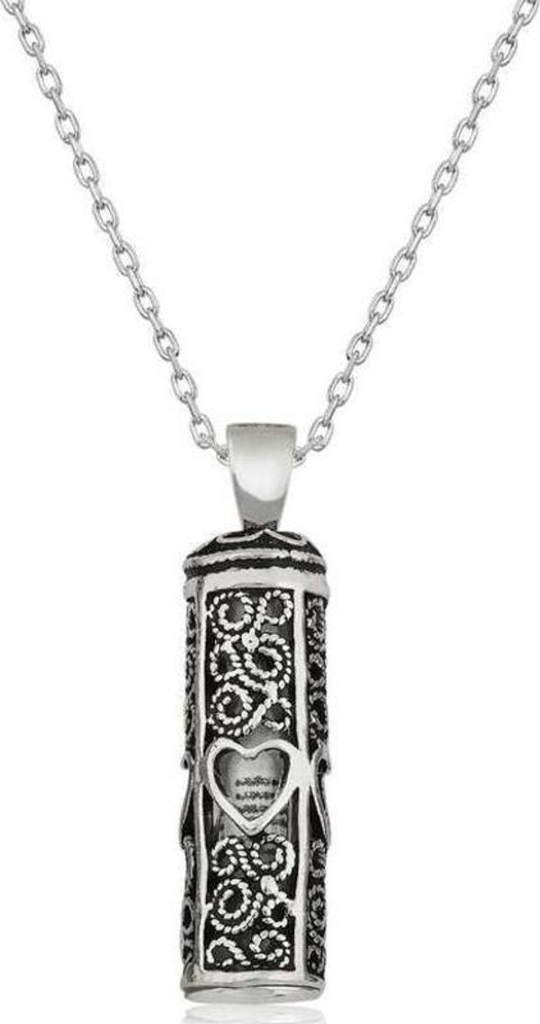 Gümüş Kalp Desenli Cevşen-ül Kebir Kolye - Image 1