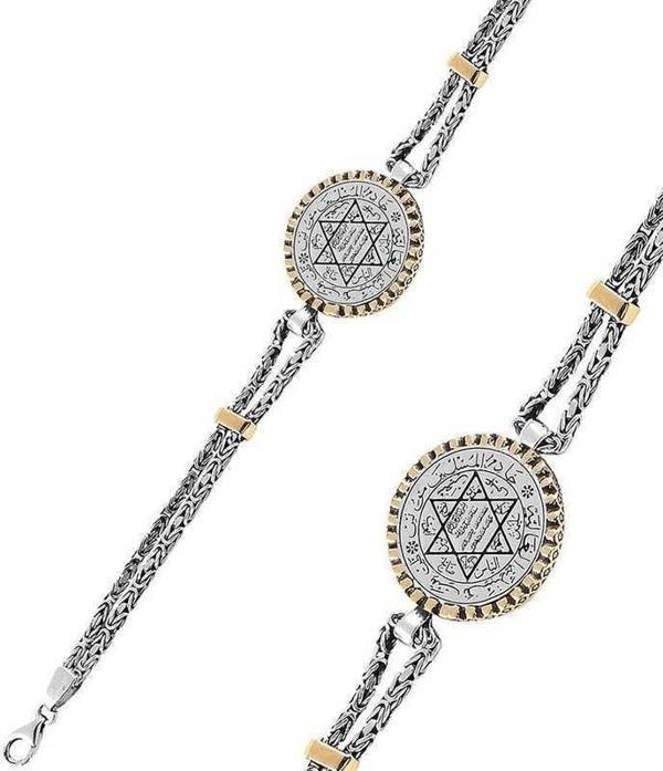 925 Ayar Gümüş Süleyman Mührü Erkek Bileklik - Image 1