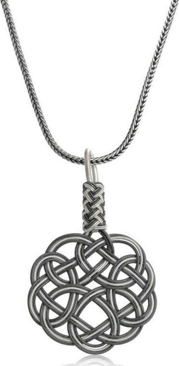 Gümüş Kazaziye Örgü Kadın Kolye - Image 1