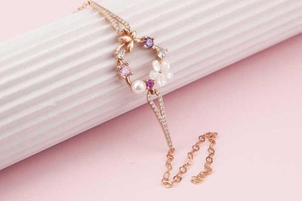 Gümüş Rose Kalp Manolya Çiçeği Kelebek Kadın Bileklik - Image 1