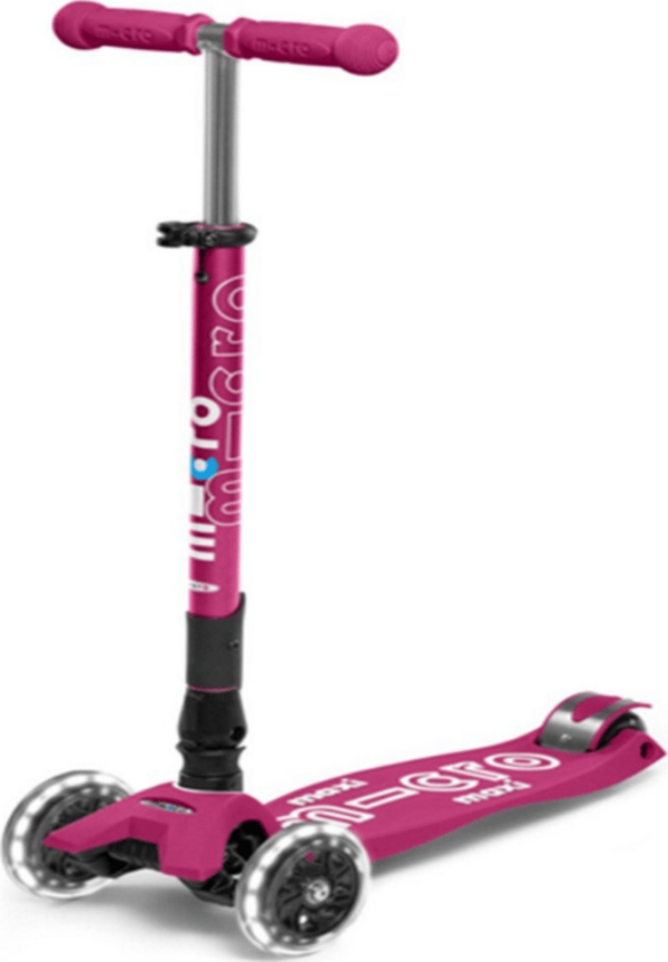 Maxi Micro Deluxe Foldable Berry Red (LED) Scooter - Image 1