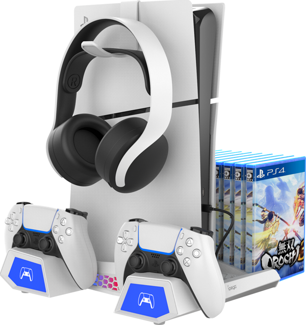 PS5 FAT SLIM RGB Lİ KULAKLIK ASKILI SOĞUTUCULU ŞARJLI DİKEY STAND PG-P5S023 - Image 1